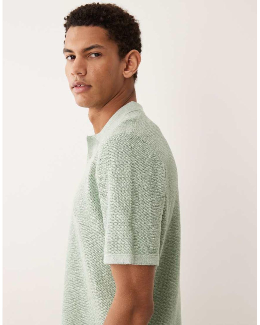 Jack & Jones Green Knitted Polo With Short Sleeves for men