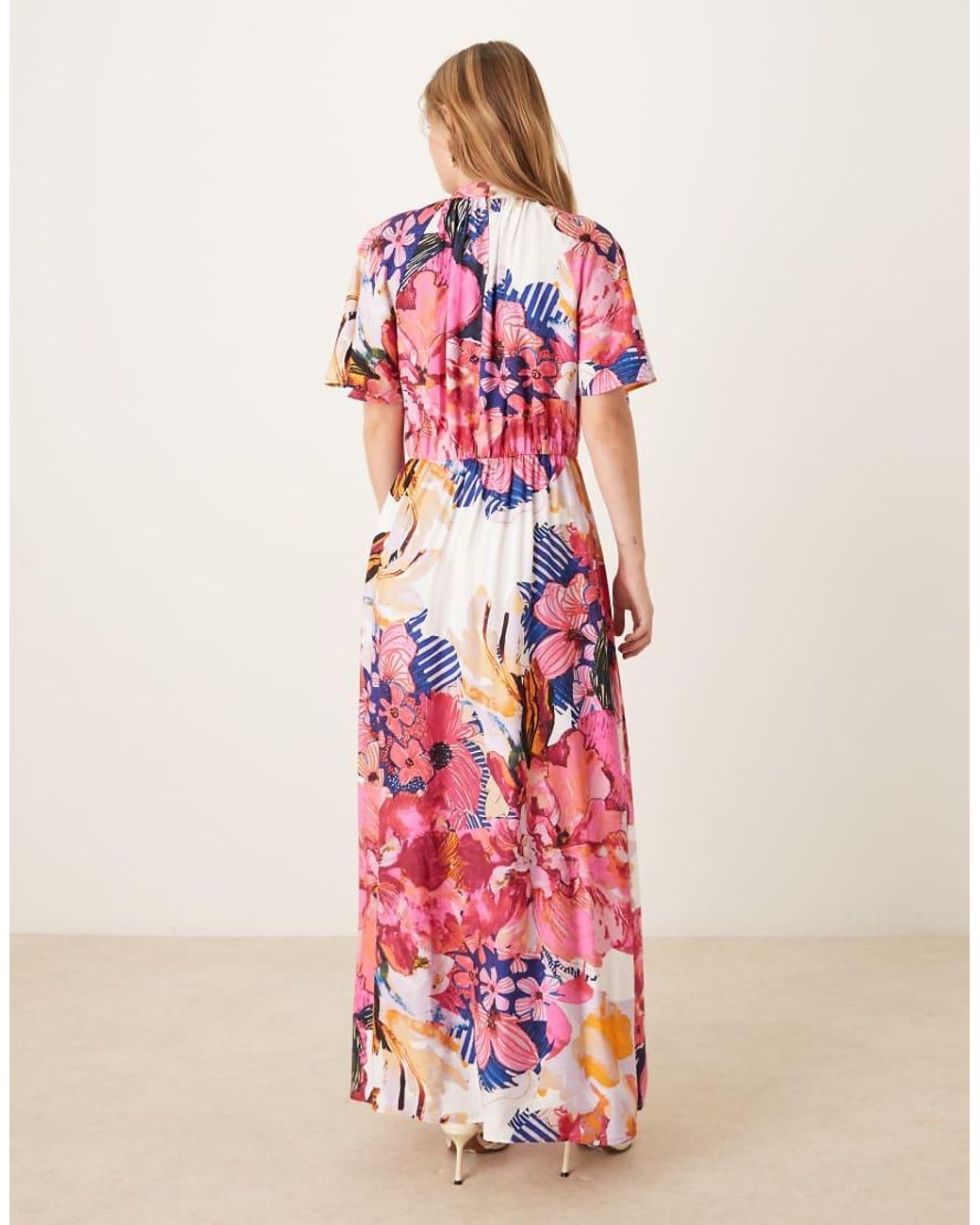 Y.A.S Red Fluted Sleeve Midi Dress