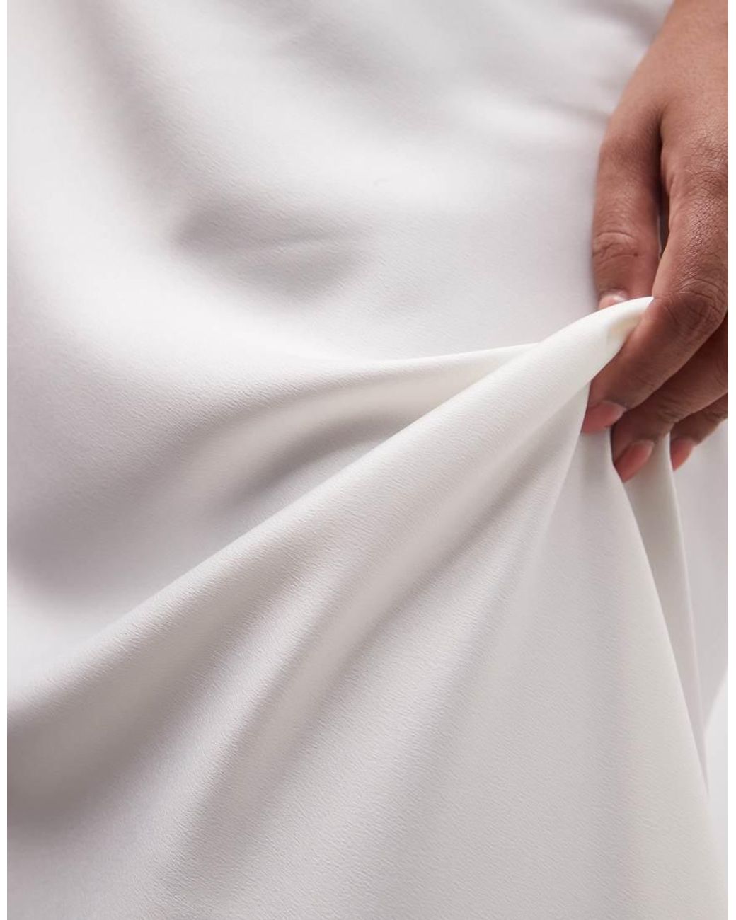 ASOS White Asos Design Curve Satin Bias Midi Skirt