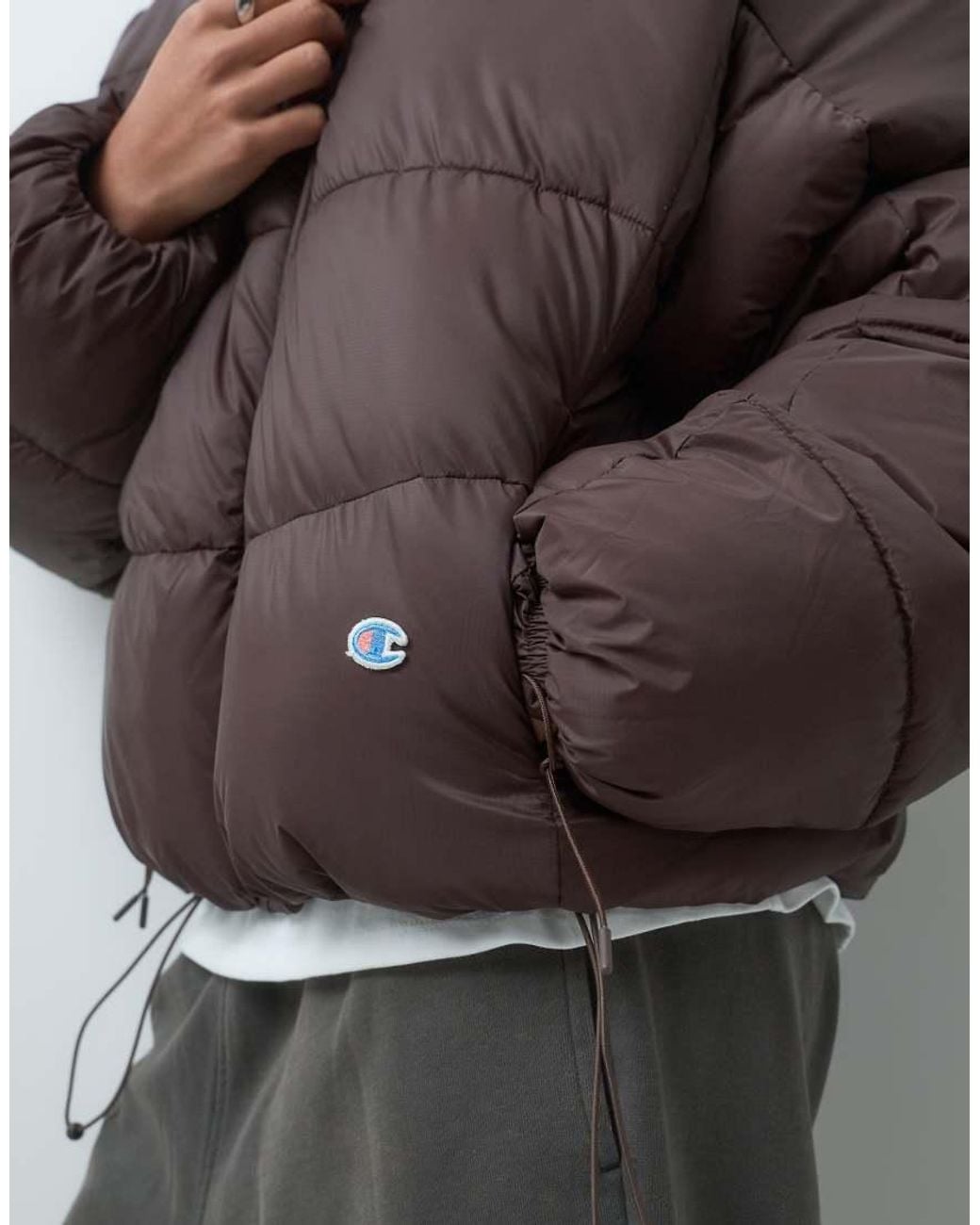 Champion Brown Future Memories Womens Hooded Puffer Jacket