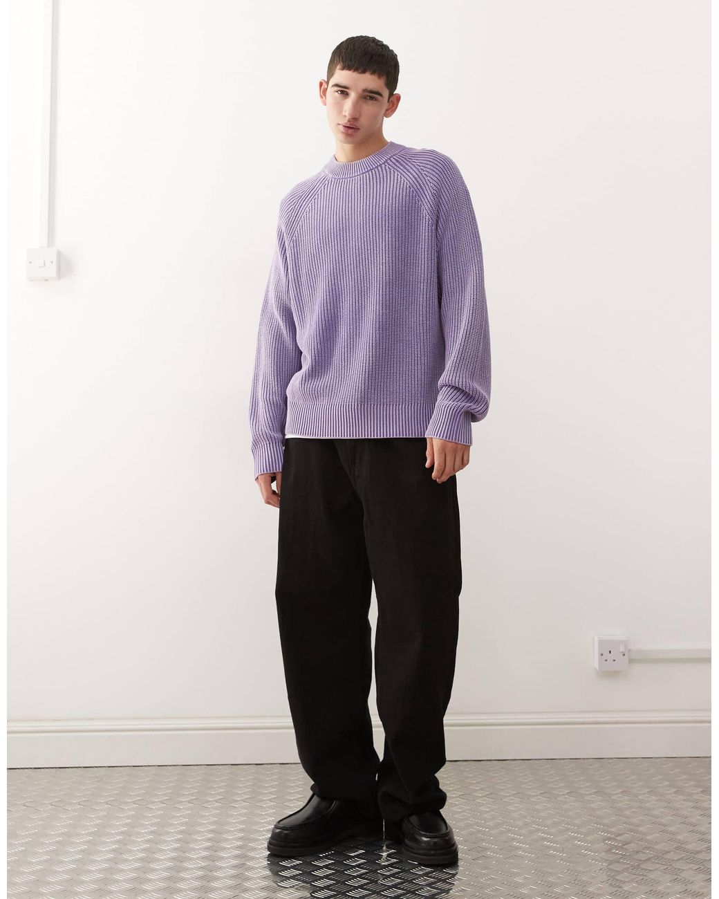 Weekday – locker geschnittener strickpullover in Purple für Herren