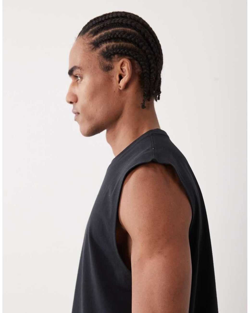 4505 Blue Cotton Cropped Lifting Tank With Quick-dry Finish for men