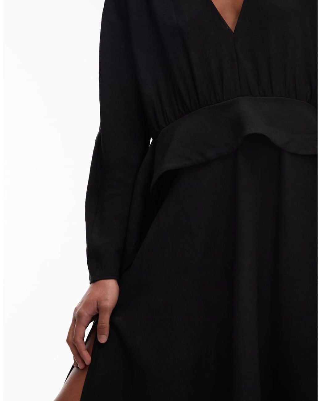 ARKET White Peplum Maxi Dress With Wide Sleeves