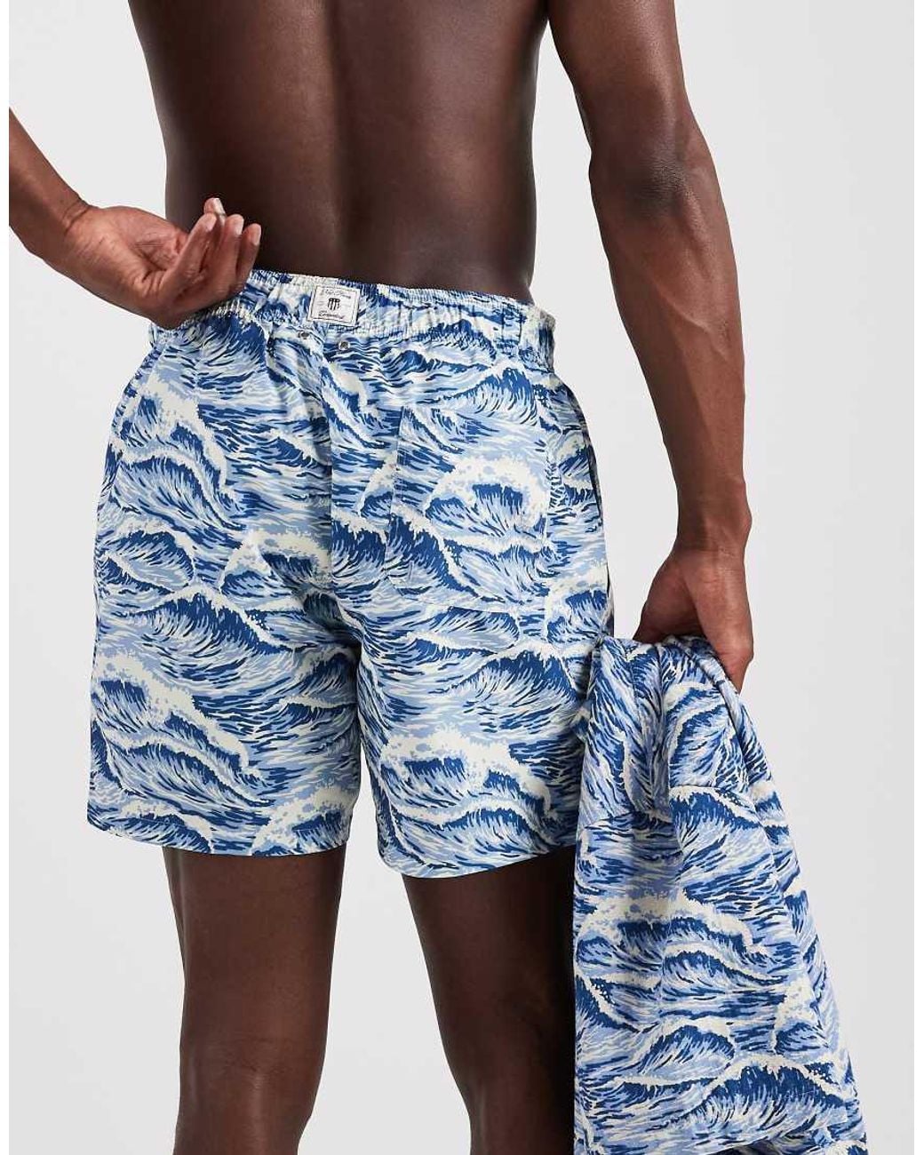 Gant Blue Wave Print Swim Shorts for men
