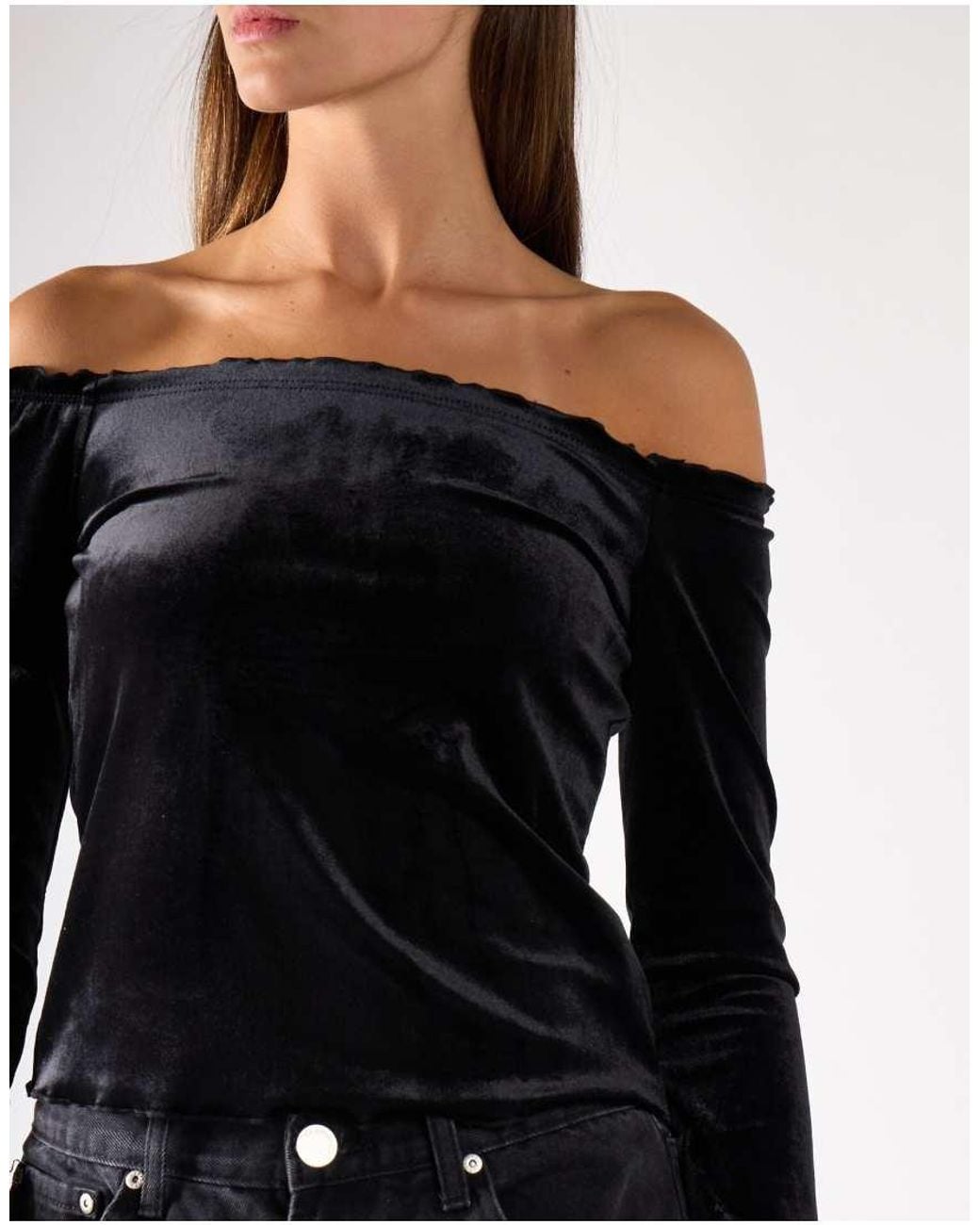 Glamorous Blue Bardot Long Sleeve Top
