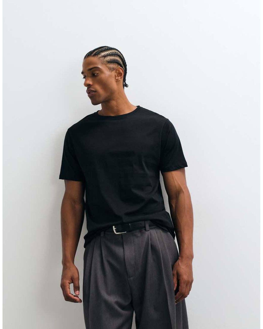 ASOS Black Premium Supima Cotton Regular Fit T- Shirt for men