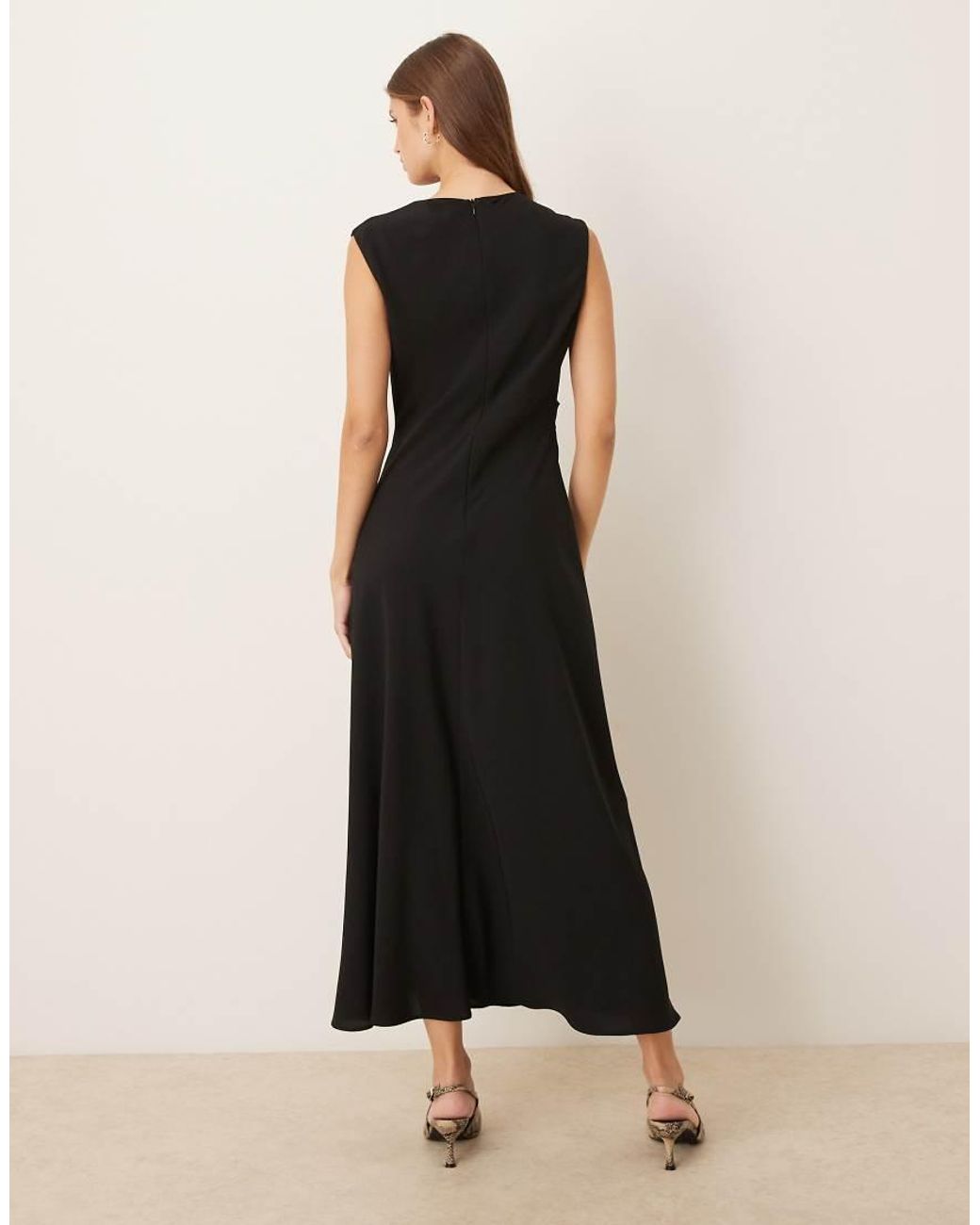 Mango Natural Sleeveless Ruched Side Midi Dress