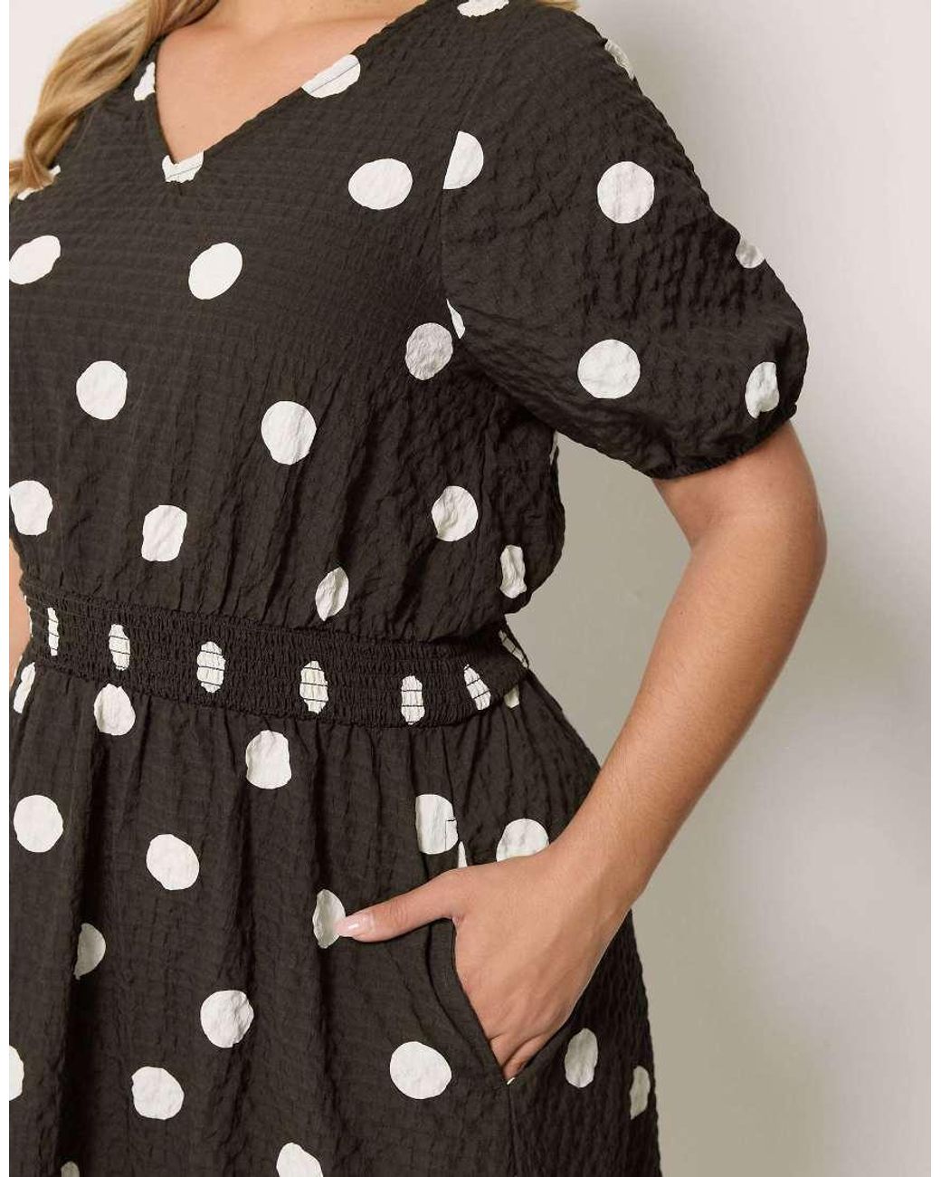 Yours Clothing Brown Polka Dot Midi Smock Dress