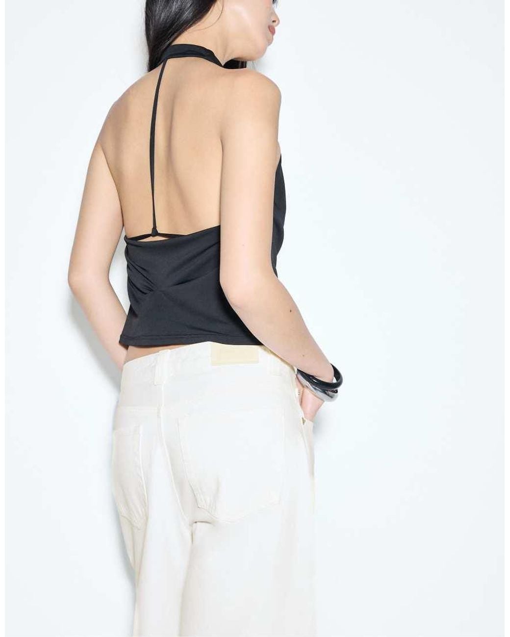Stradivarius White D80 Barrel Fit Jeans