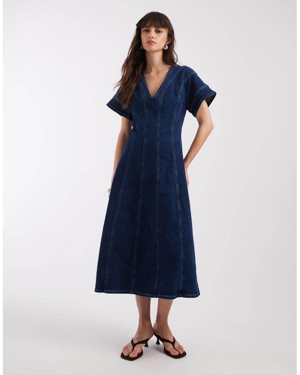 River Island Blue Denim Seam Detail Dress