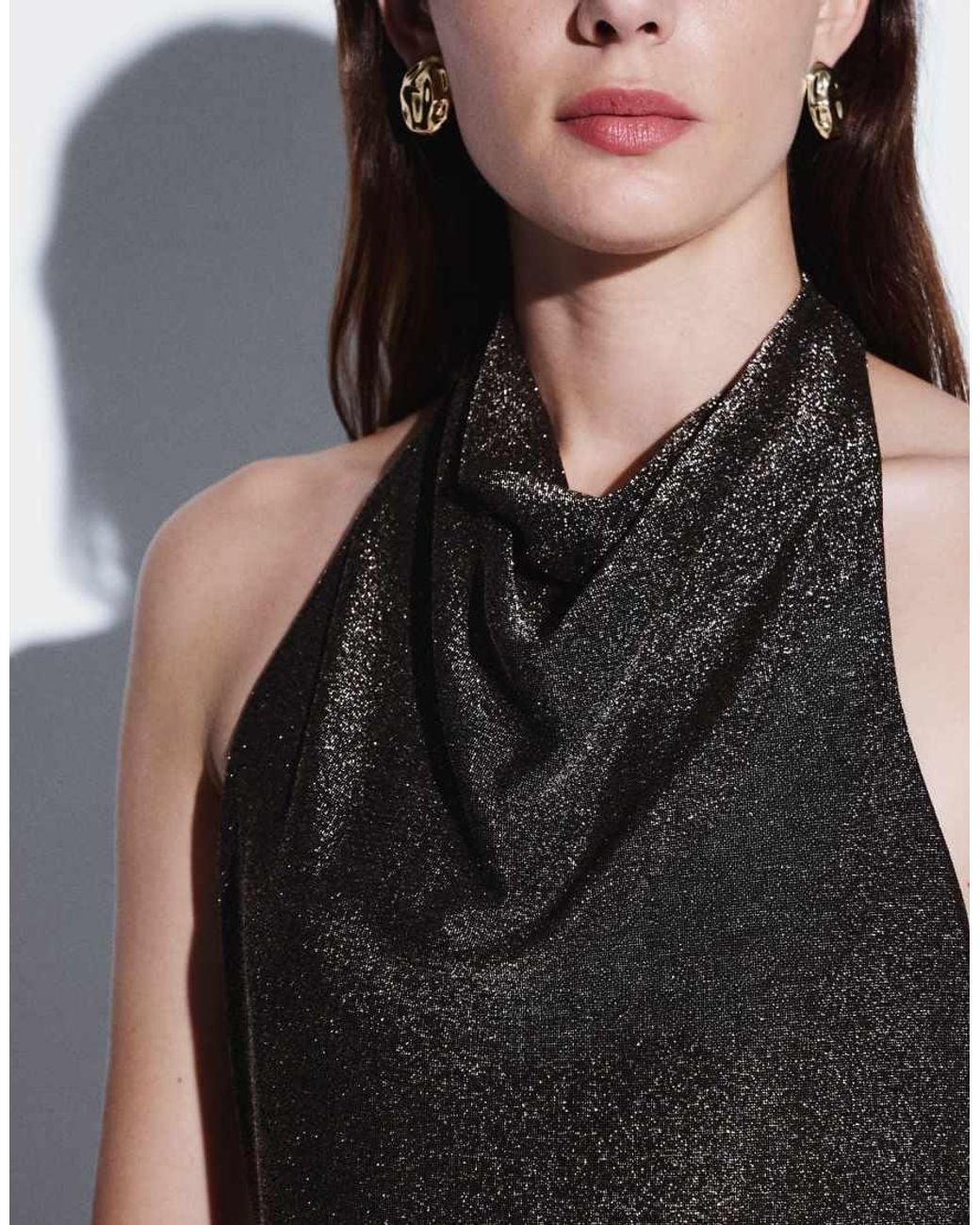 ONLY Blue Longline Asymmetric Halterneck Top