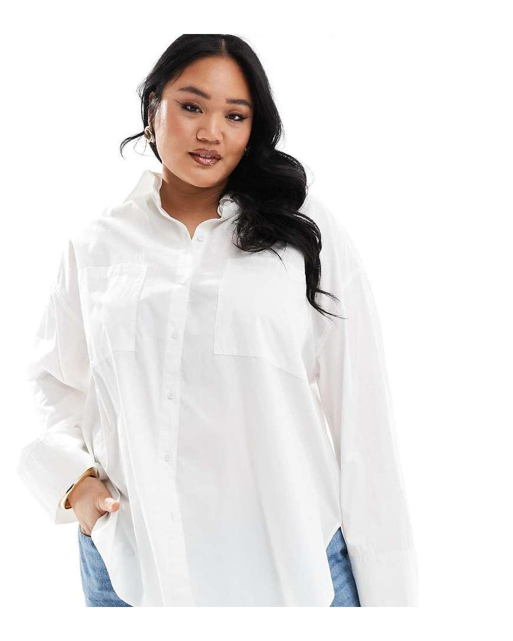 Collusion White Plus Poplin Oversized Shirt