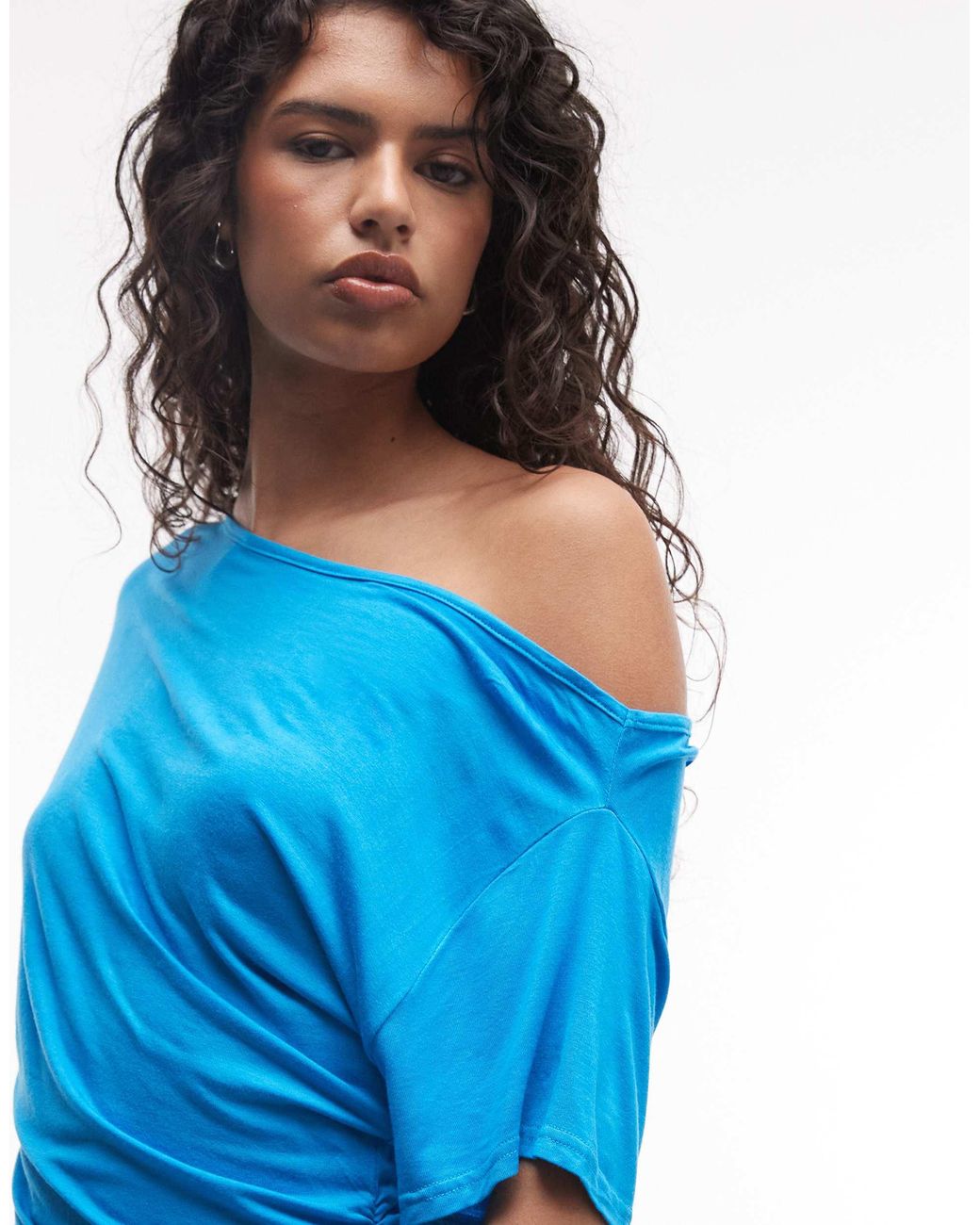 Collusion Blue Off Shoulder Drapey Top