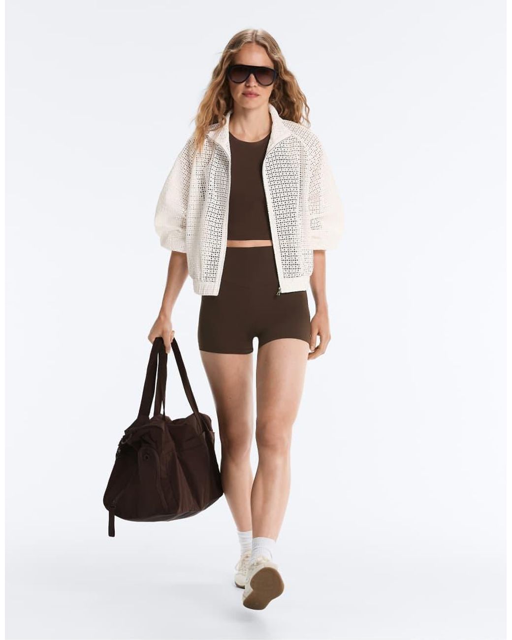 Oysho White 100% Cotton Openwork Jacket