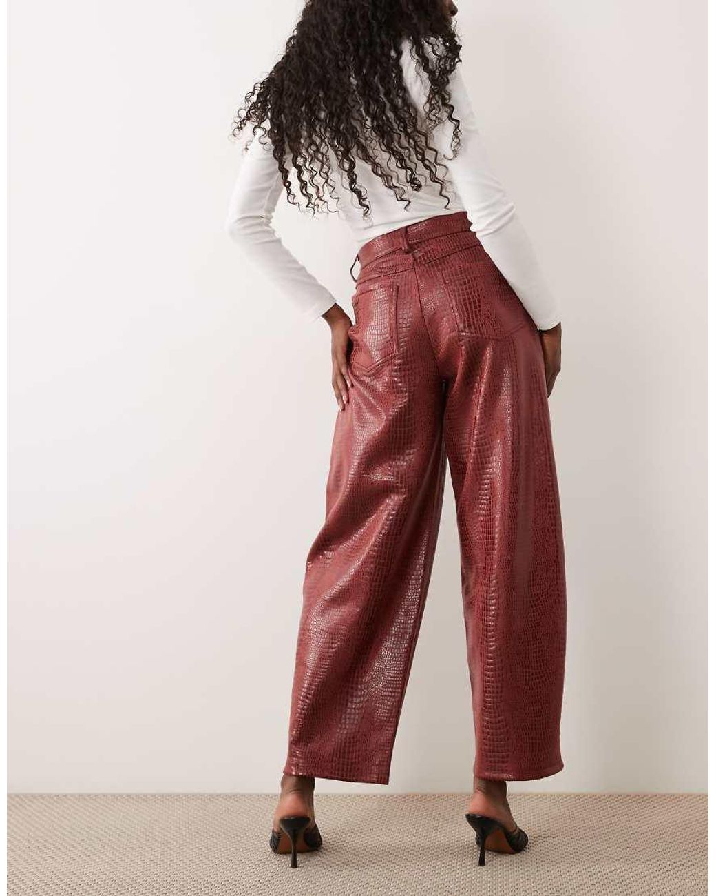 ASOS Red Croc Effect Barrel Pants