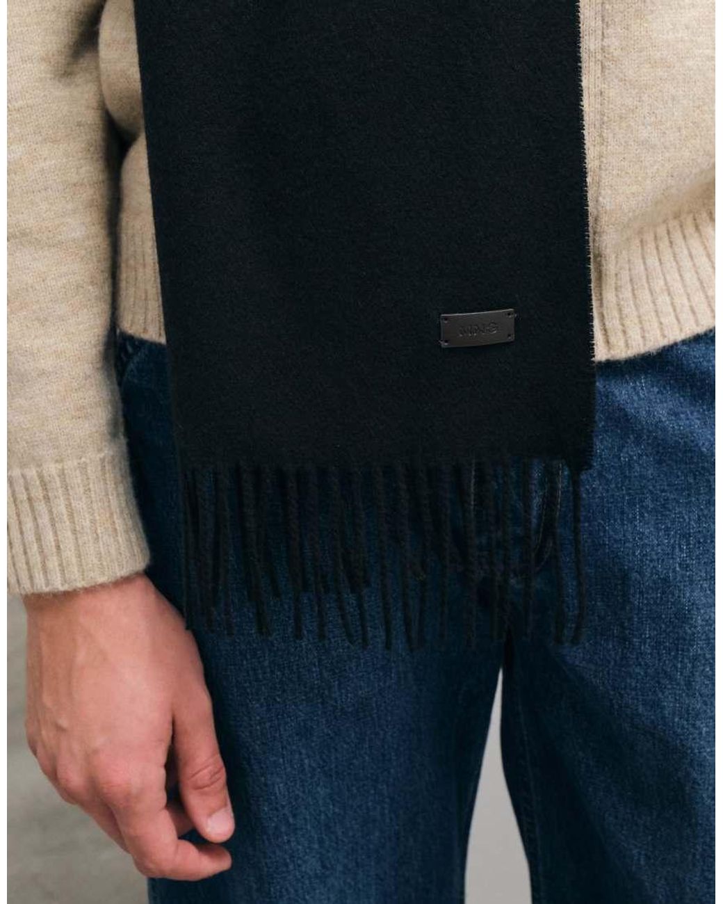 Mango Blue Knitted Scarf for men