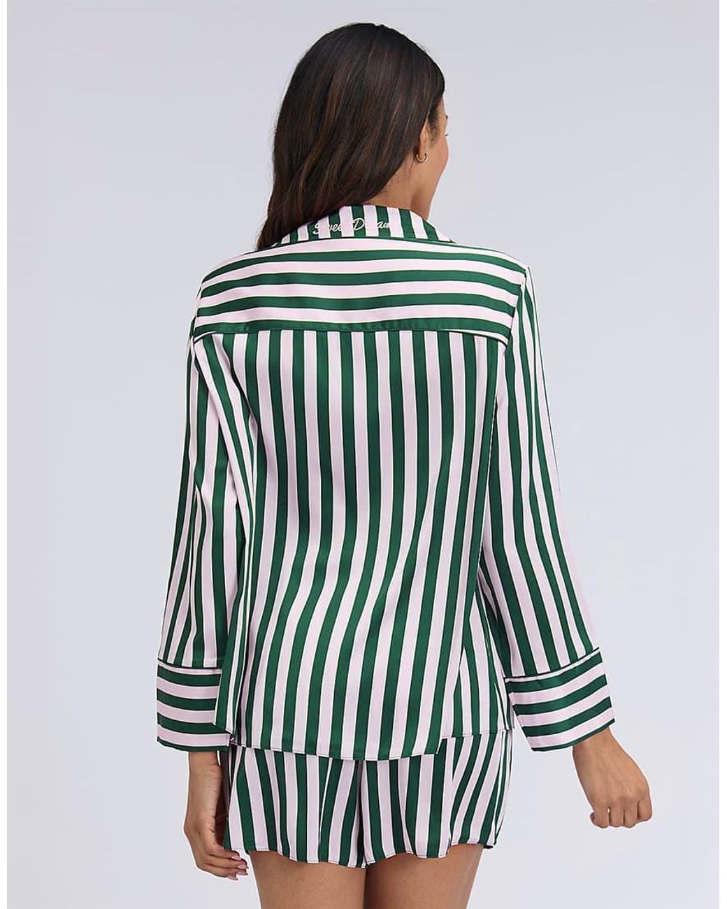 Boux Avenue Multicolor Oversized Satin Short Pyjama Set Striped Top And Shorts Pj