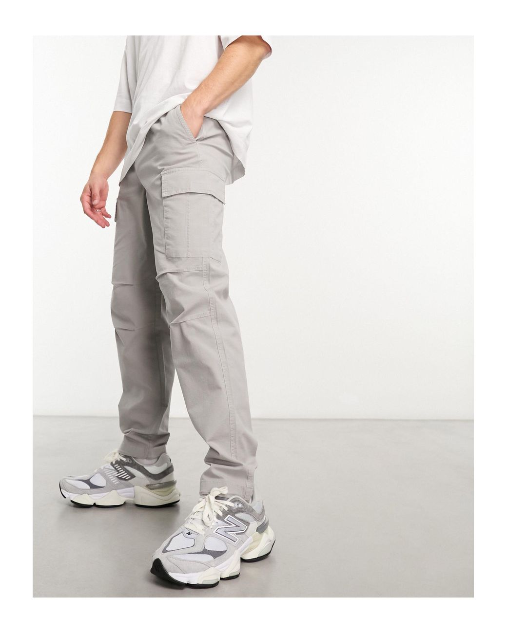 ボトムスその他 Off-White Wide grey pinstripe cargo trousers Bershka Ripstop Cargo Pants in White for Men | Lyst UK