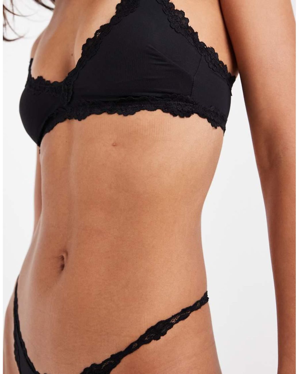 Free People Black Intimately Fp Charlie V-neck Ribbed Bralette