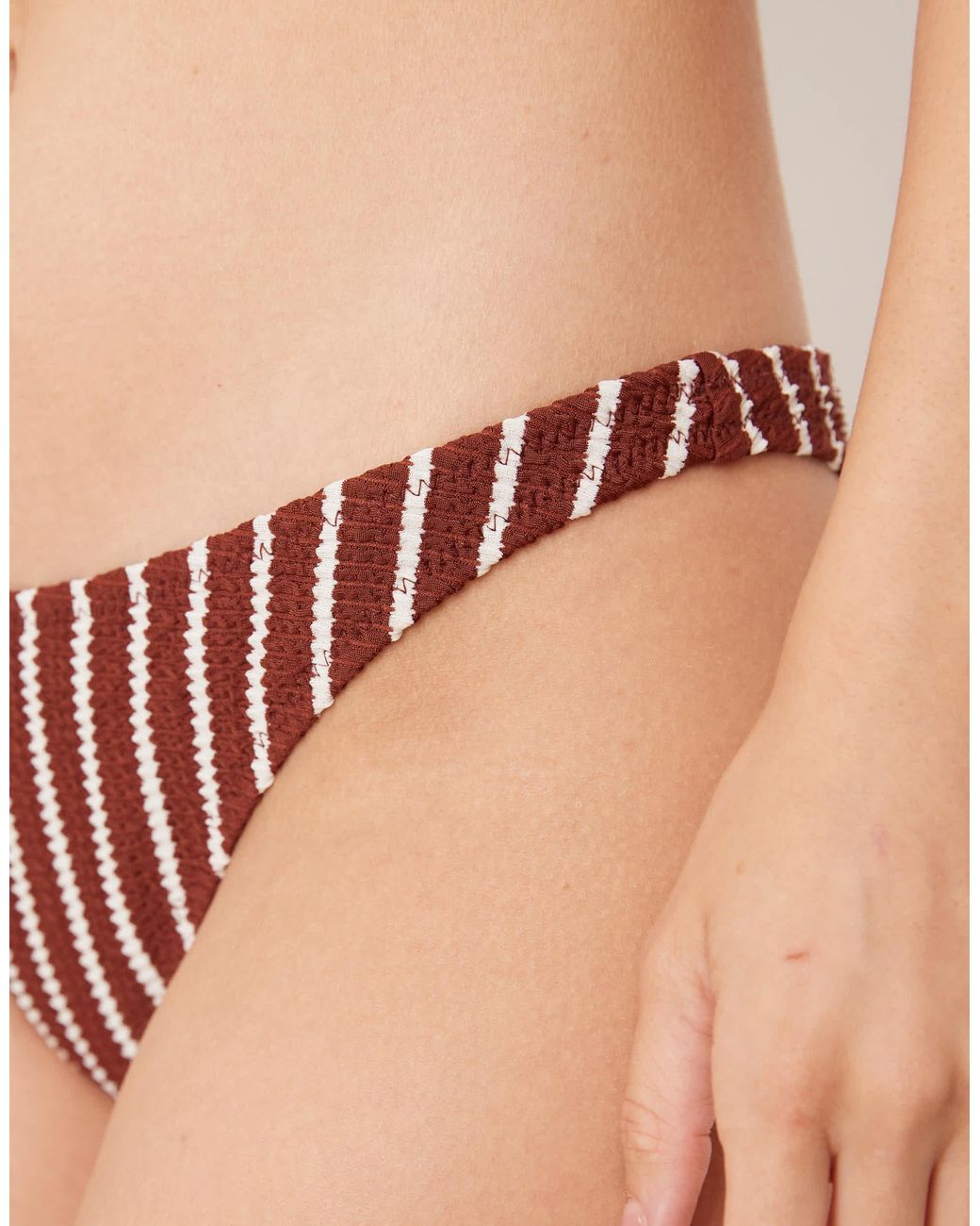 Mango Natural Textured Stripe Bikini Bottom