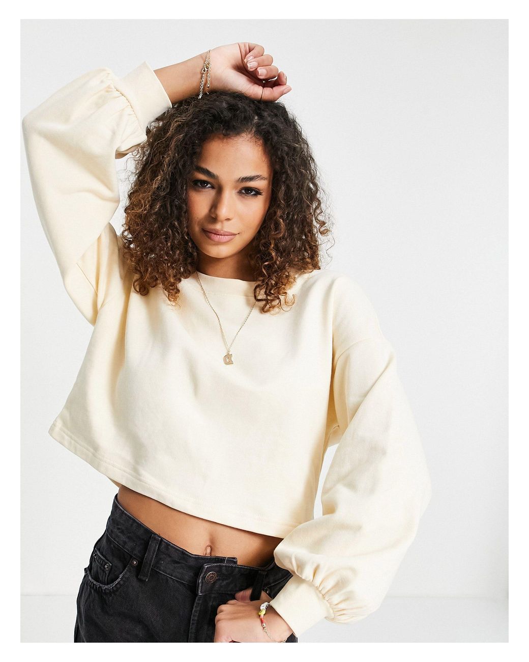 Monki Olinda Cotton Balloon Sleeve 