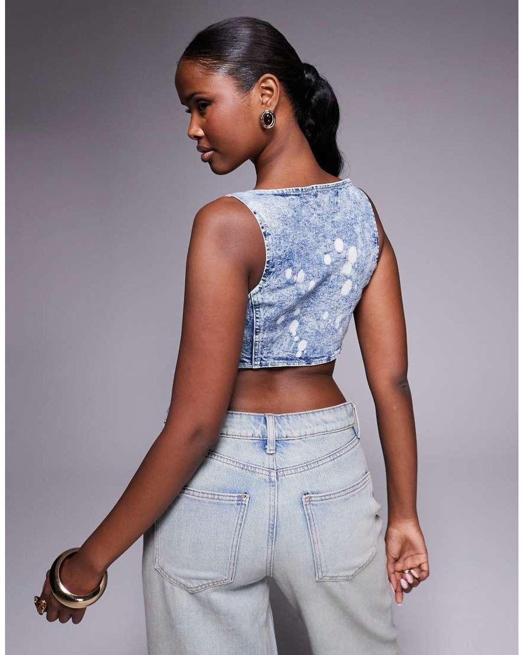 Liquor N Poker Blue Structured Denim Hook And Eye Corset