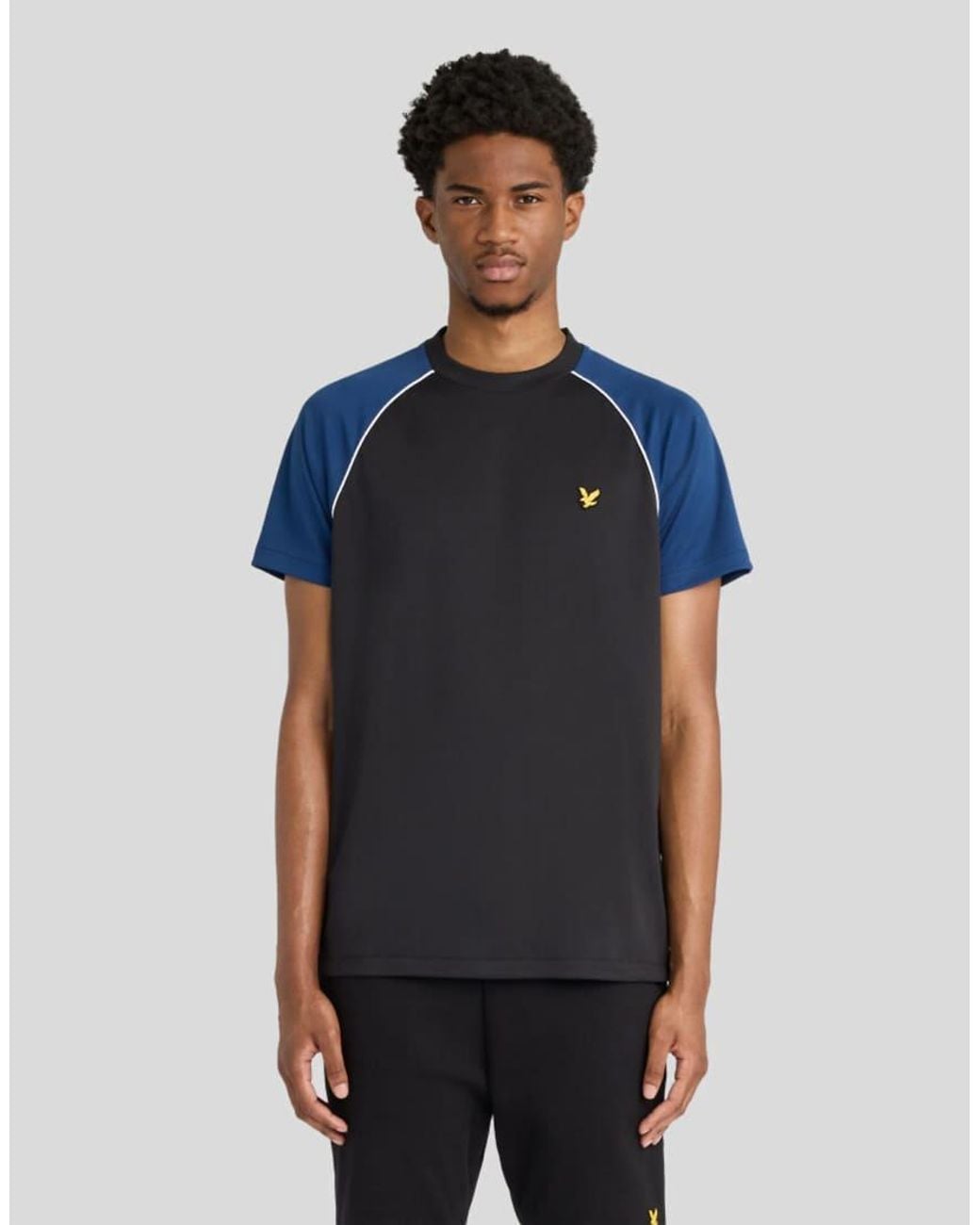 Lyle & Scott Blue Ss T-Shirts Blocked T-Shirt for men