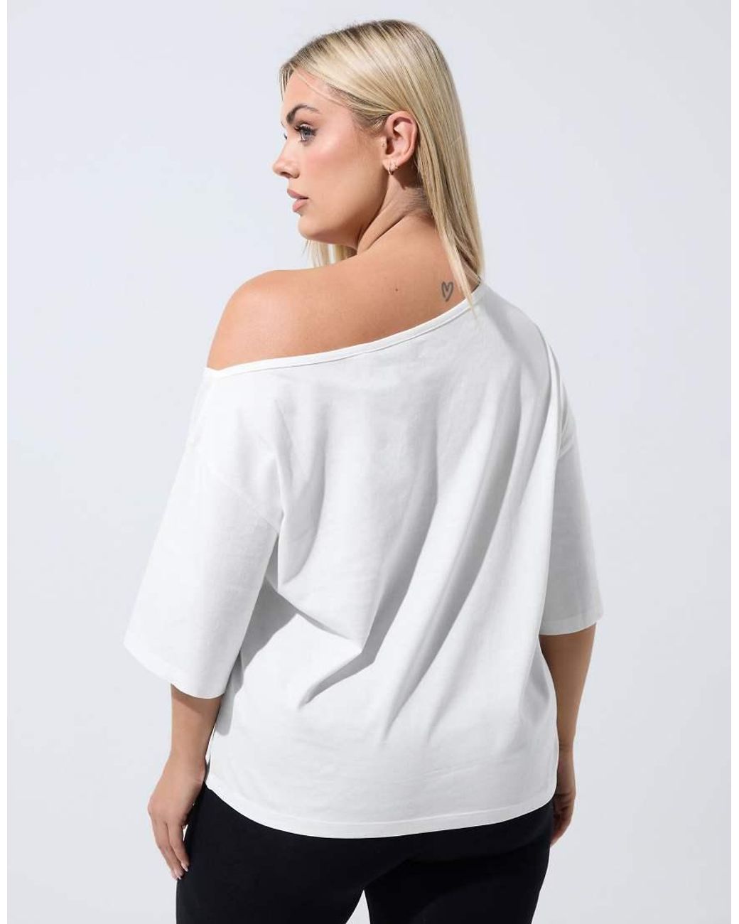 Yours Clothing White Off Shoulder Cotton T-Shirt