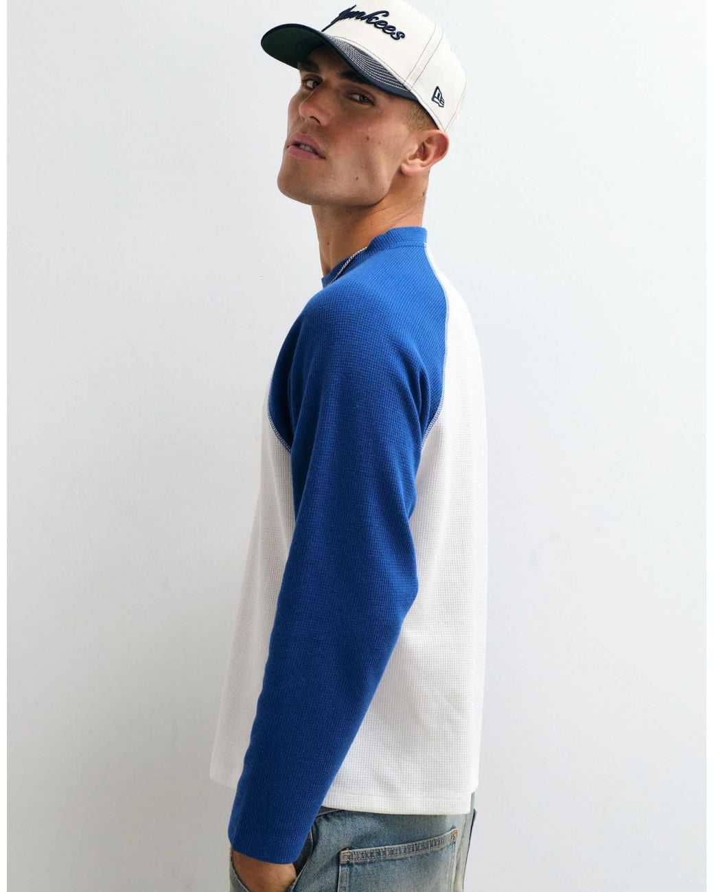 Collusion Blue Boxy Raglan Tee for men