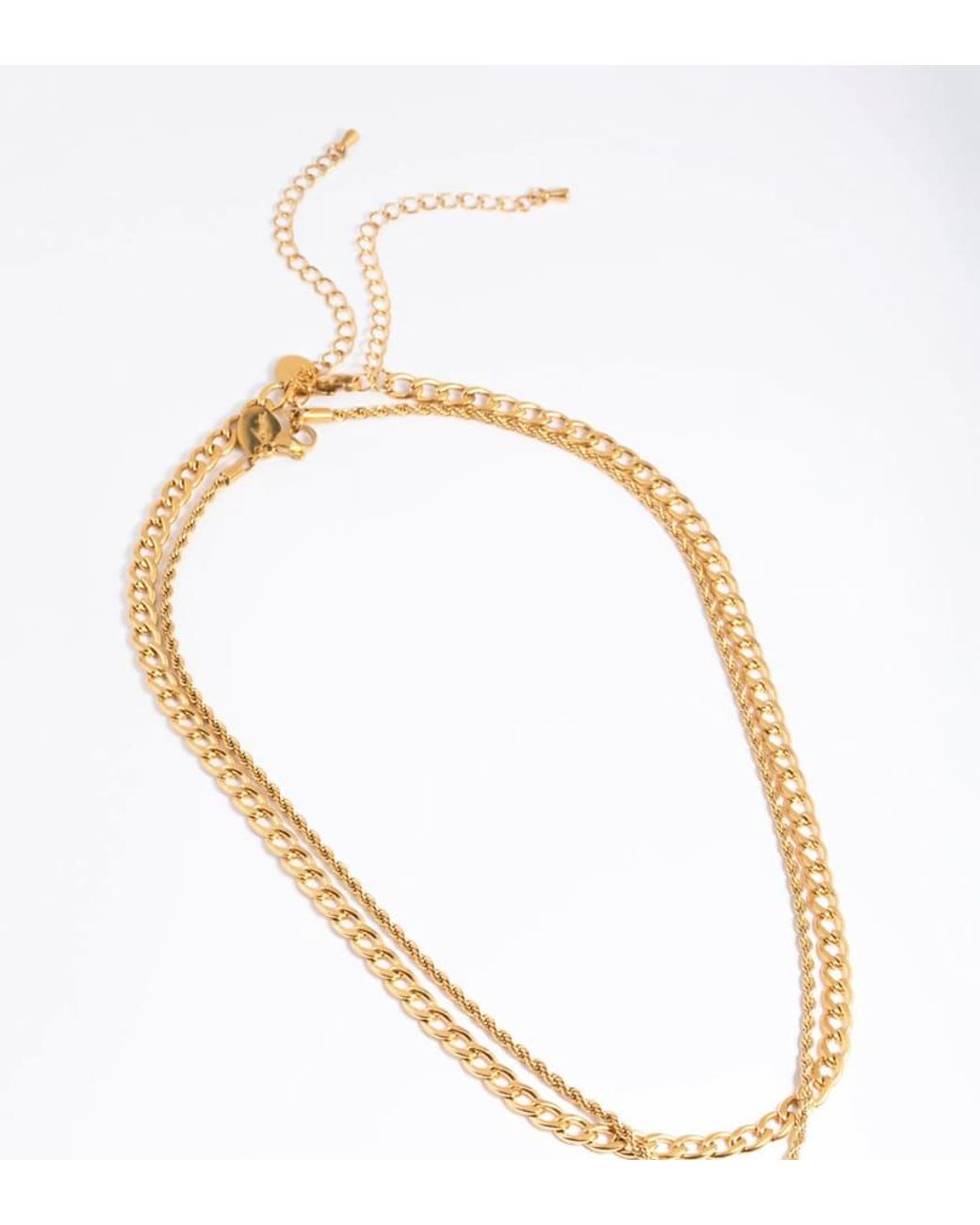 Lovisa White Waterproof Plated Stainless Steel Twist Chain Double Layer Necklace