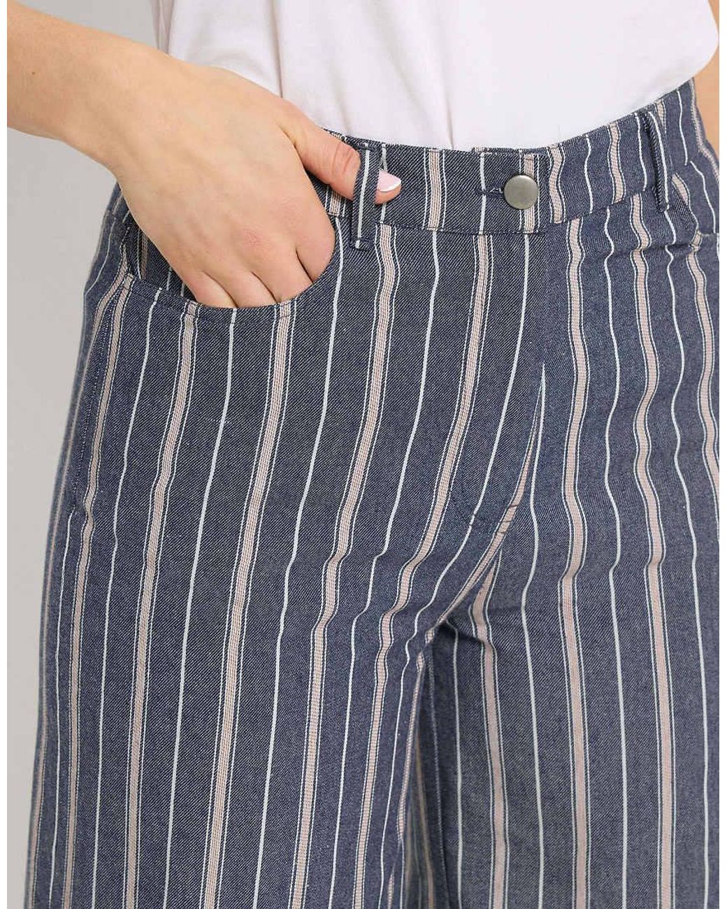 Long Tall Sally Blue Stripe Denim Wide Leg Jeans