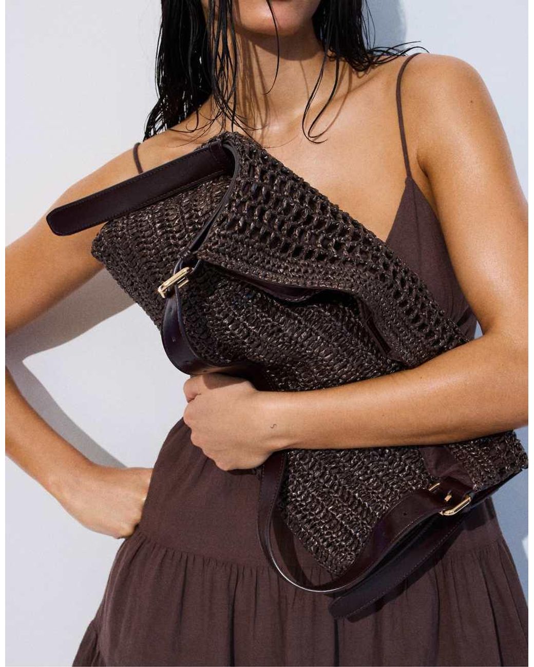 Borsa Da Spalla All'Uncinetto di Stradivarius in Blue