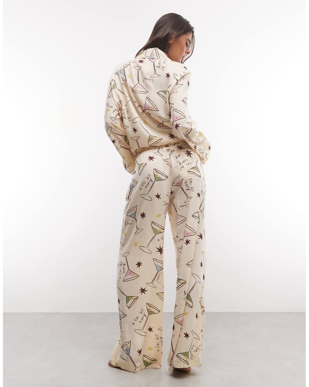 ASOS White Woven Modal Long Sleeve Pyjama Set