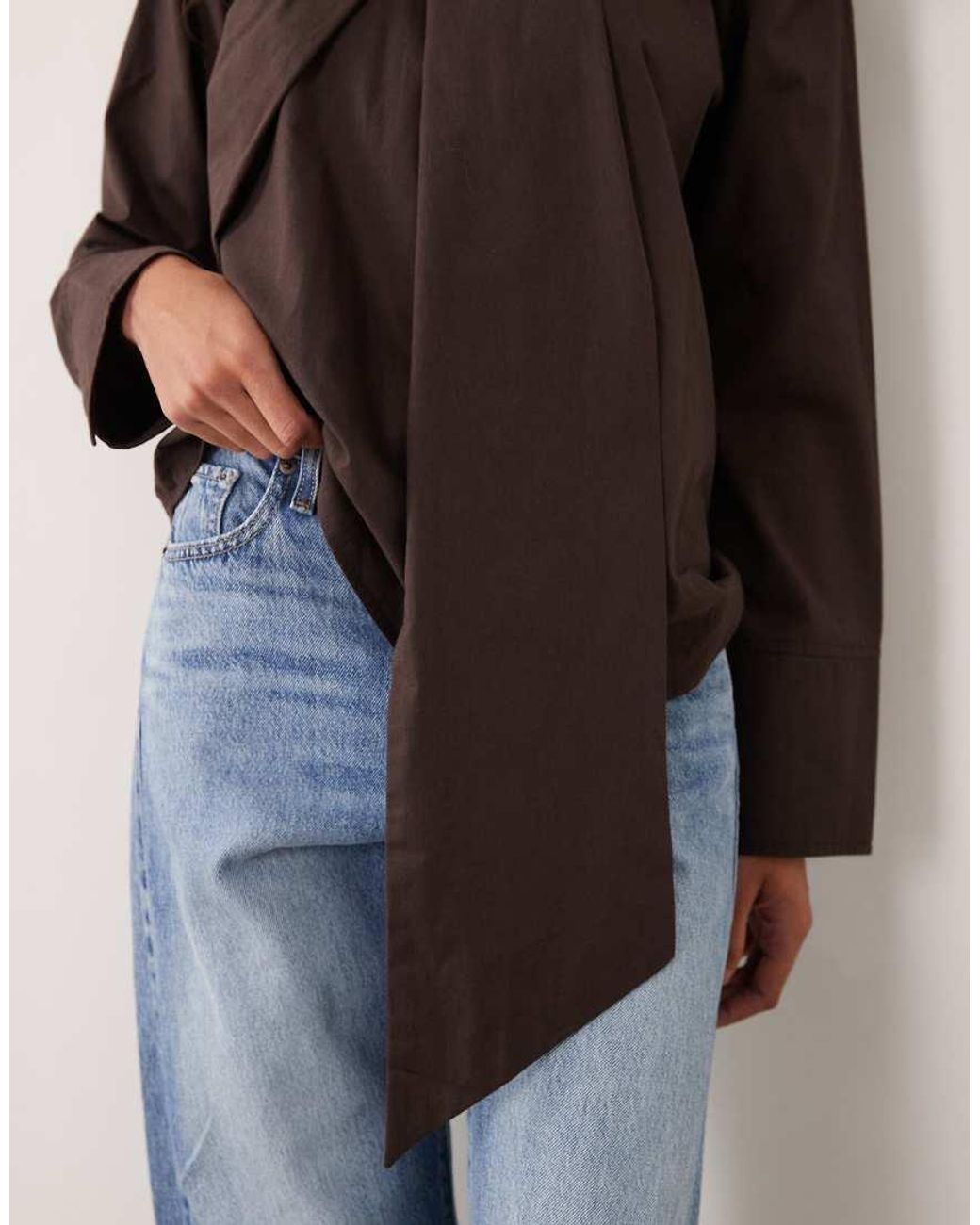 Wednesday's Girl Blue Scarf Detail Shirt