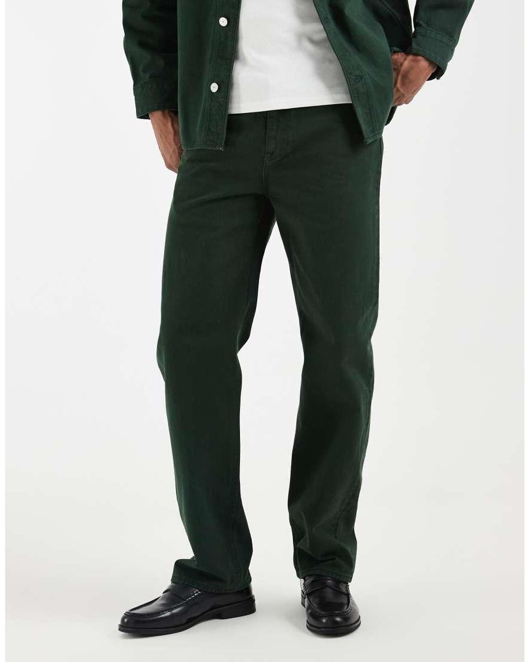 Lacoste Green Overdyed Straight Leg Jeans for men