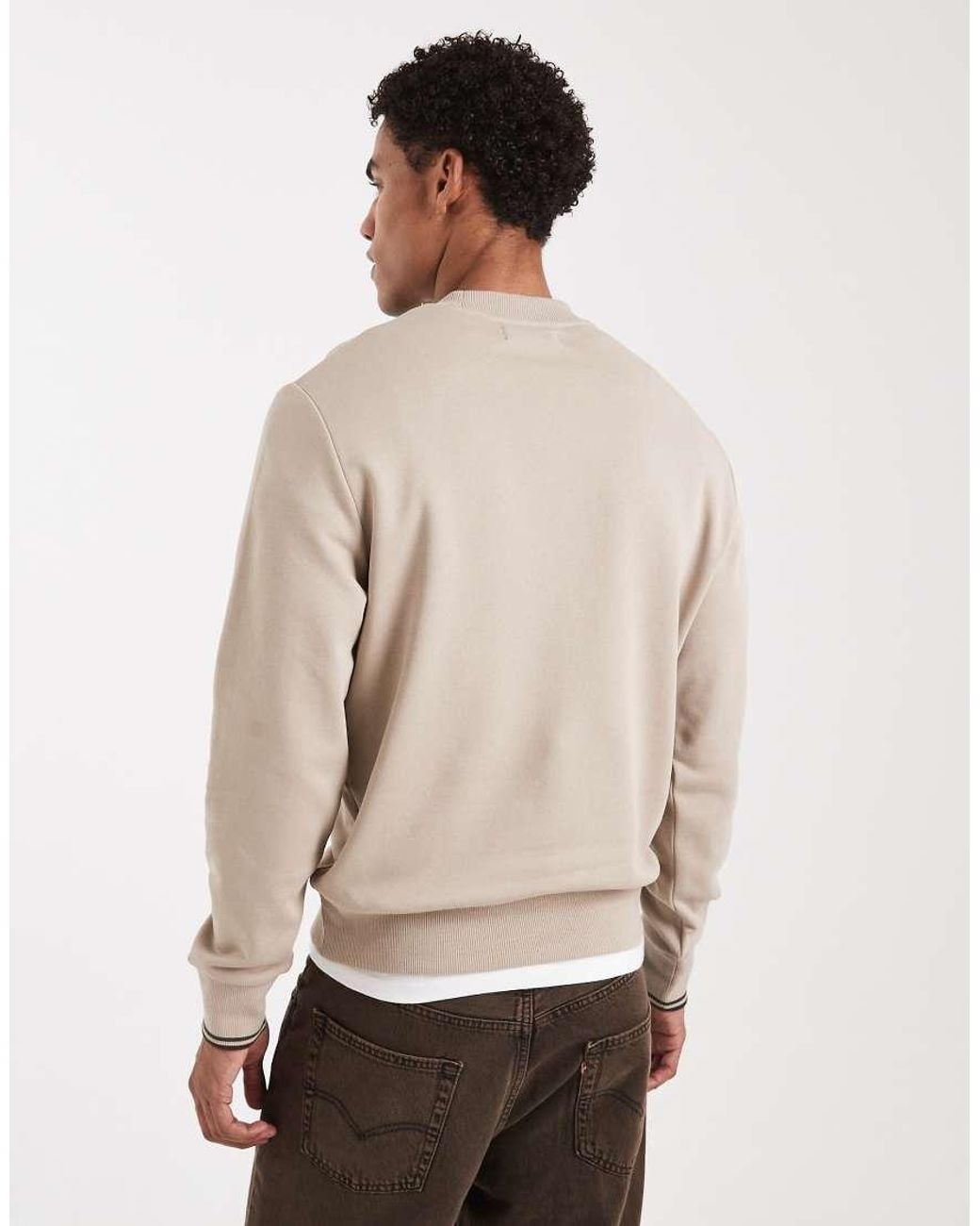 Fred Perry Natural Tipped Crew Neck Sweatshirt for men