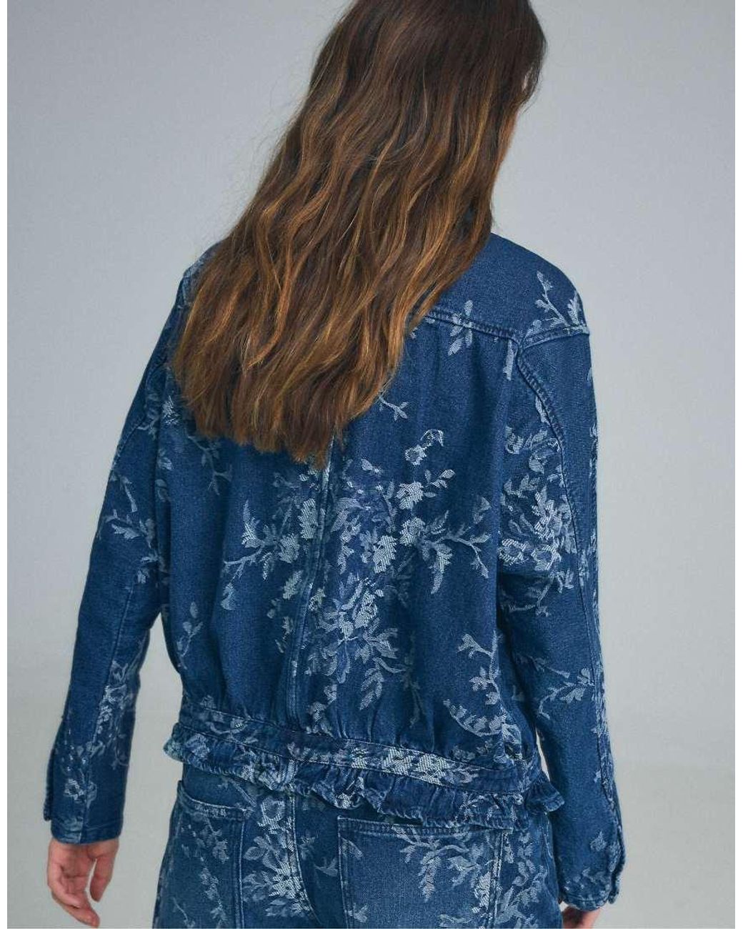Stradivarius Blue Floral Jacquard Jacket