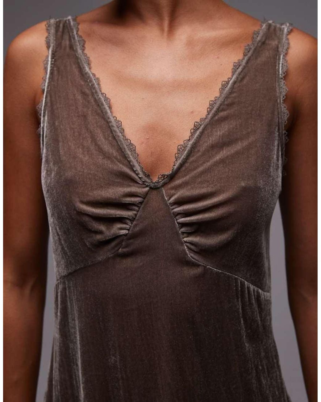 & Other Stories Gray Velvet Maxi Slip Dress