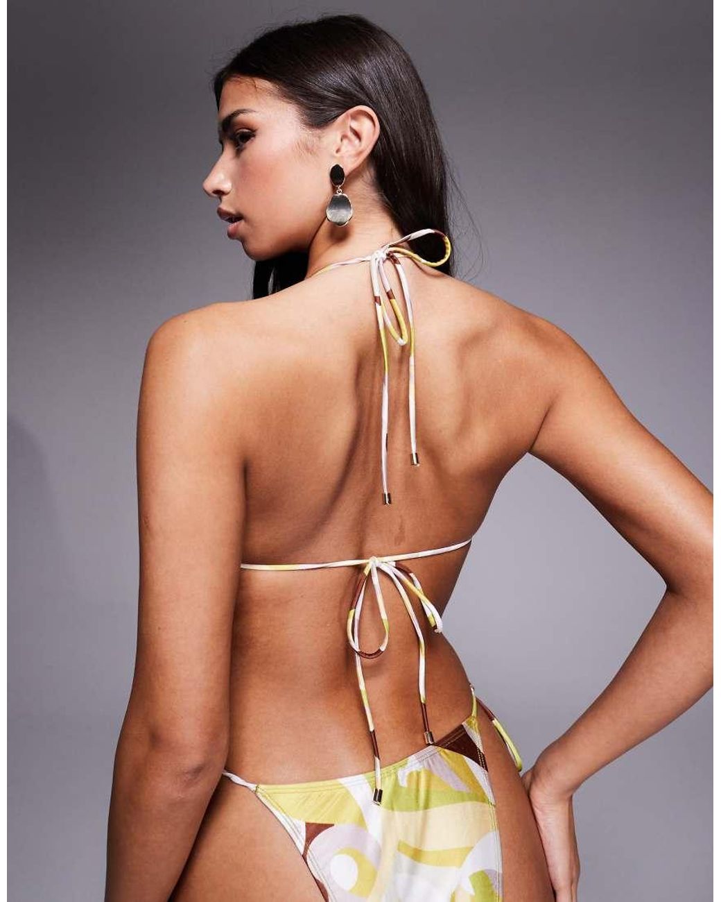 South Beach Green Abstract Print Triangle Bikini Top