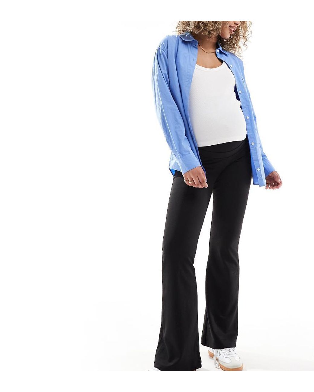 Premamá Pantalones Acampanados Elásticos Negros ONLY de color Blue