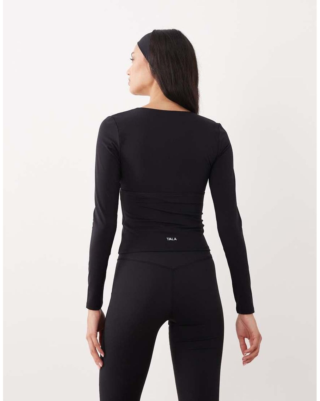 Tala Black Dayflex Built-in Support V-neck Long Sleeve Top