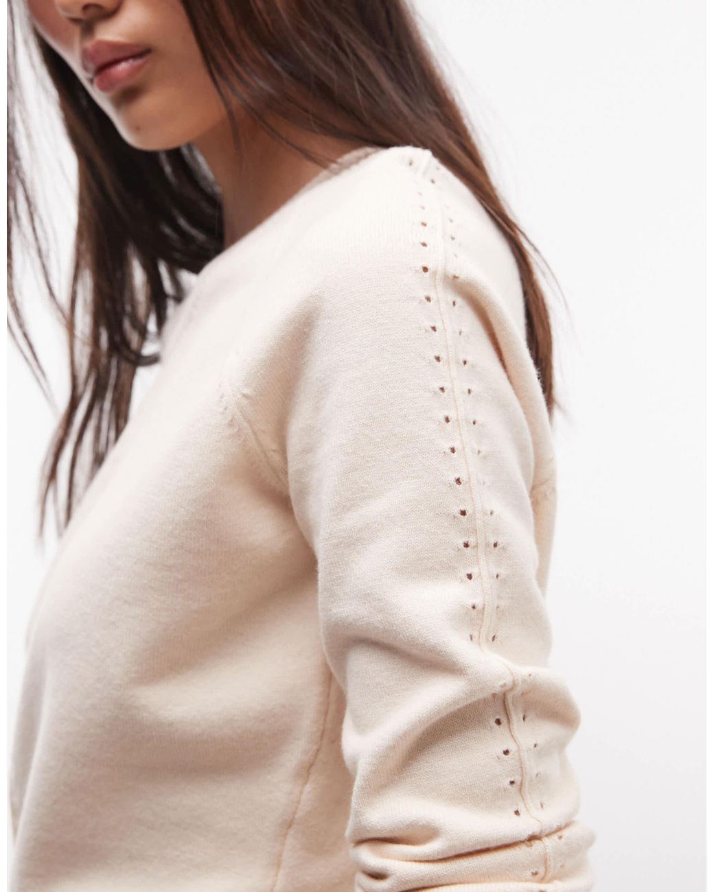 Monki White Strickpullover mit stichdetail und v-ausschnitt