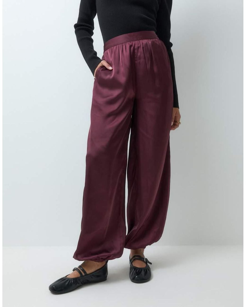 Wednesday's Girl Purple Cuffed Satin Trousers