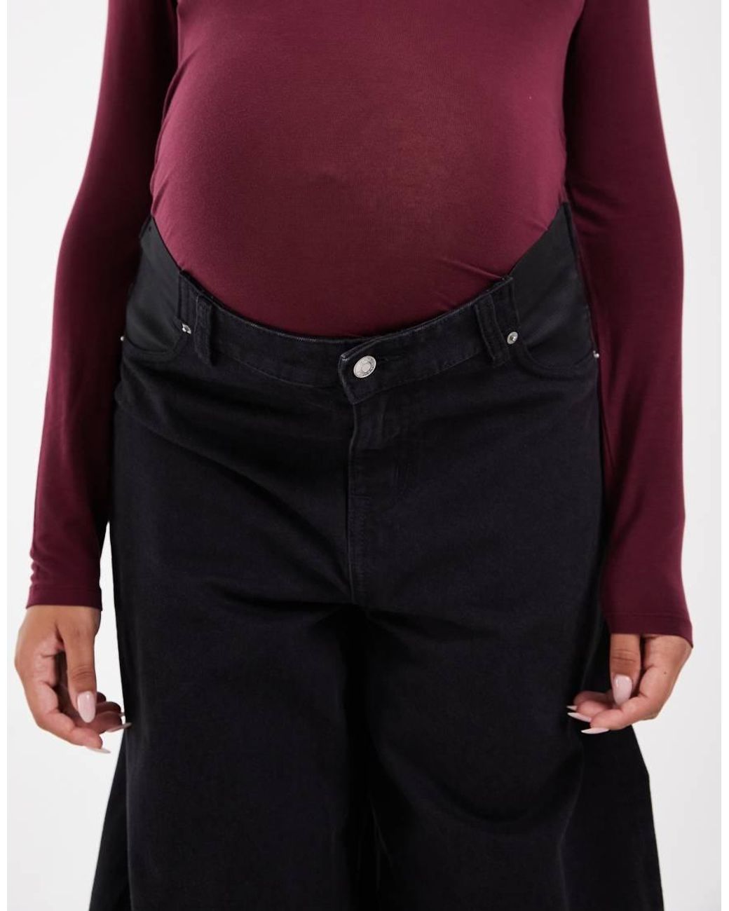 ASOS Red Asos Design Maternity High Waisted Barrel Leg Jeans