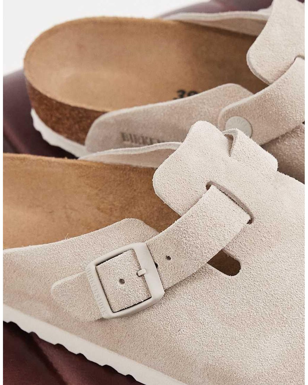 Birkenstock Natural Boston Suede Clogs