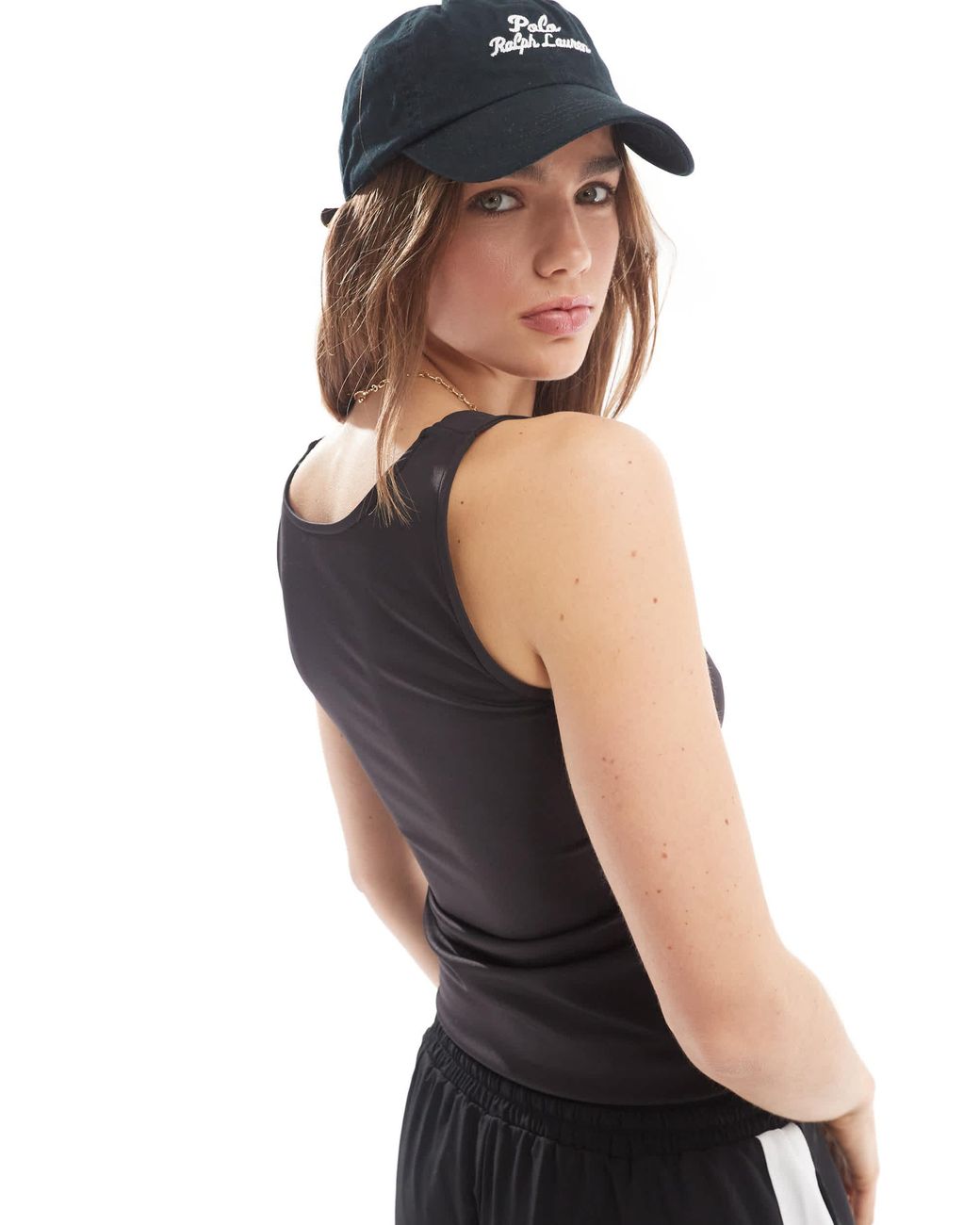 Pieces Black Seamless Slinky Reversible Singlet Top