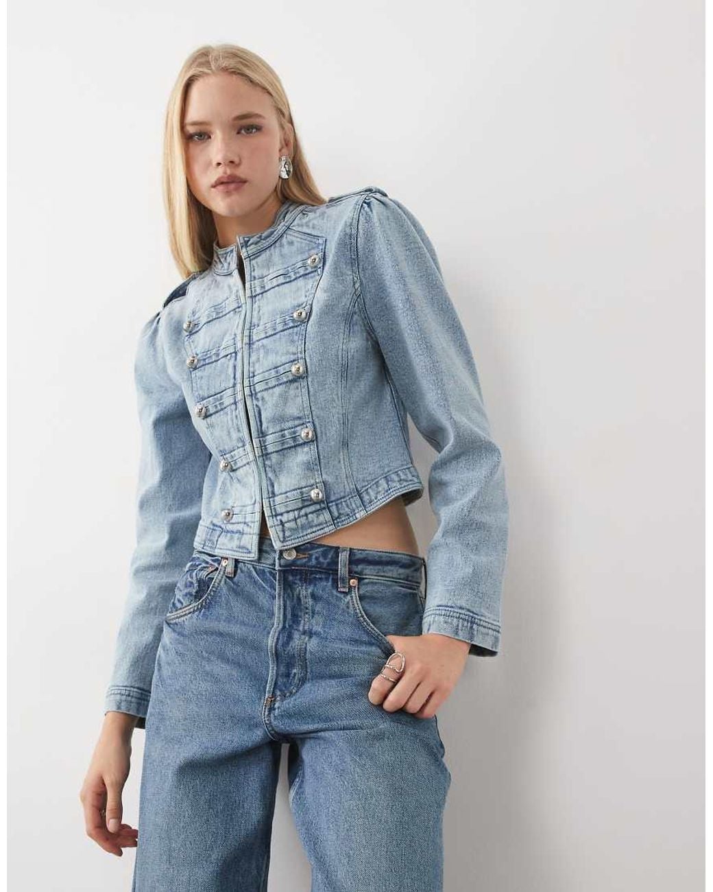 Miss Selfridge Blue Denim Mandarin Inspired Jacket