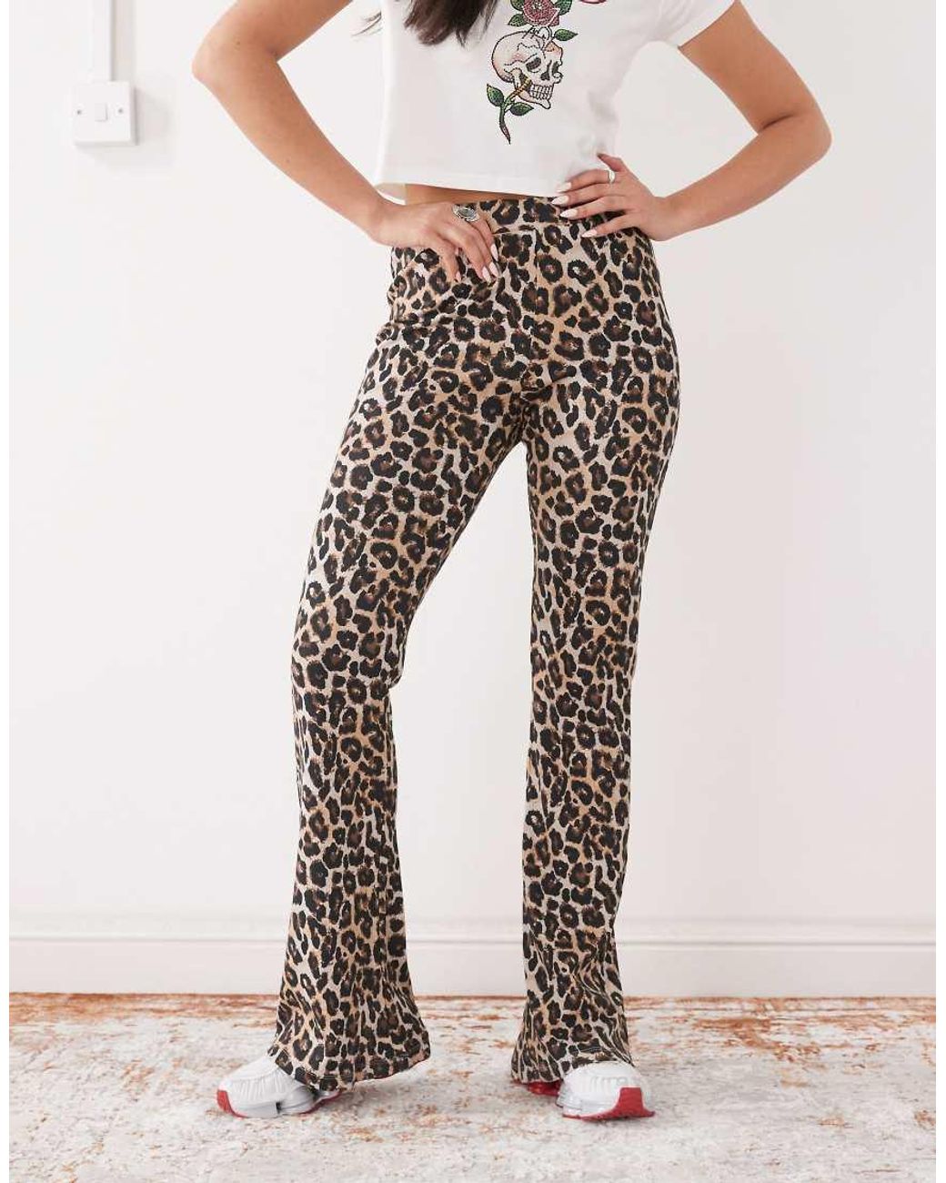 Noisy May Black Flare Ribbed Pants