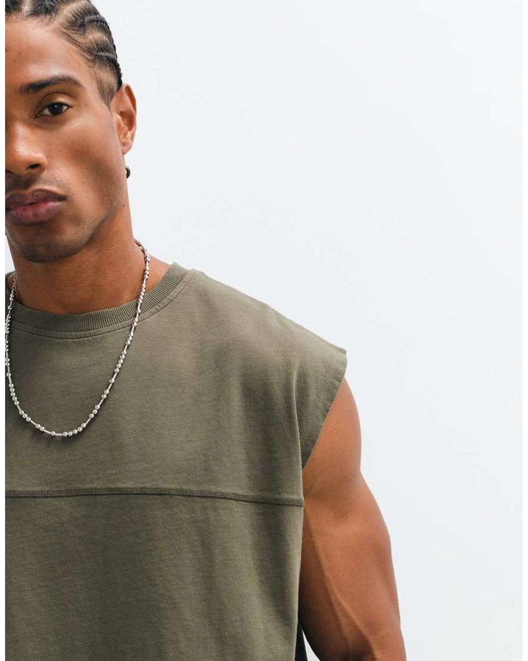 Collusion Green Jersey Tank Top for men