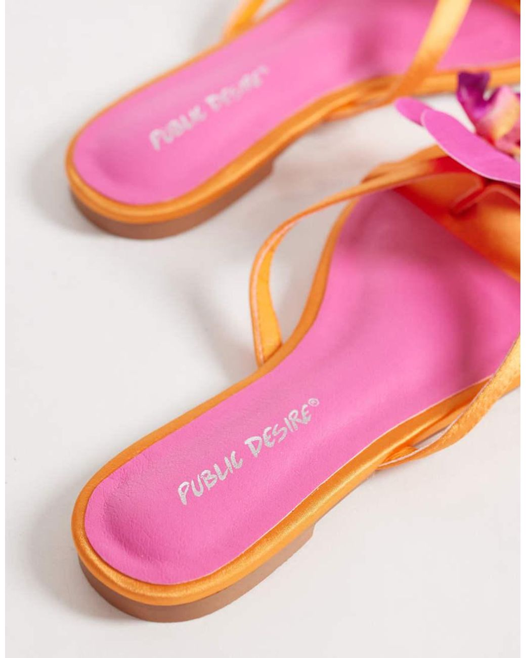 Public Desire Multicolor Magnolia 3d Floral Flat Sandals